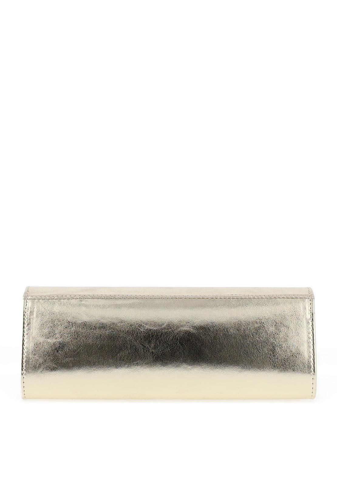 Emis Leather Embellished Brooch Clutch Bag, Gold
