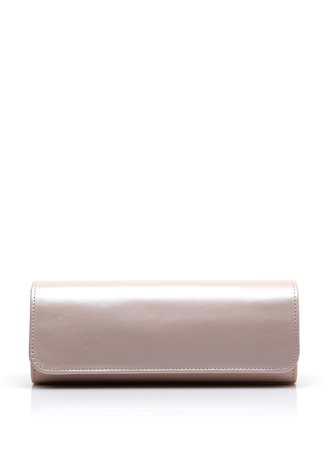 Emis Leather Pearlescent Clutch Bag, Baby Pink