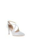 Emis Cross Over Shimmer Court Shoes, White Silver