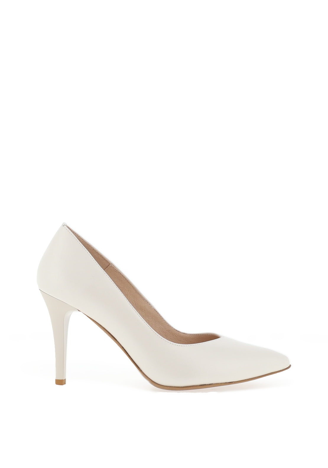 Emis Shimmer Pointed Toe Stiletto Heels, Ecru