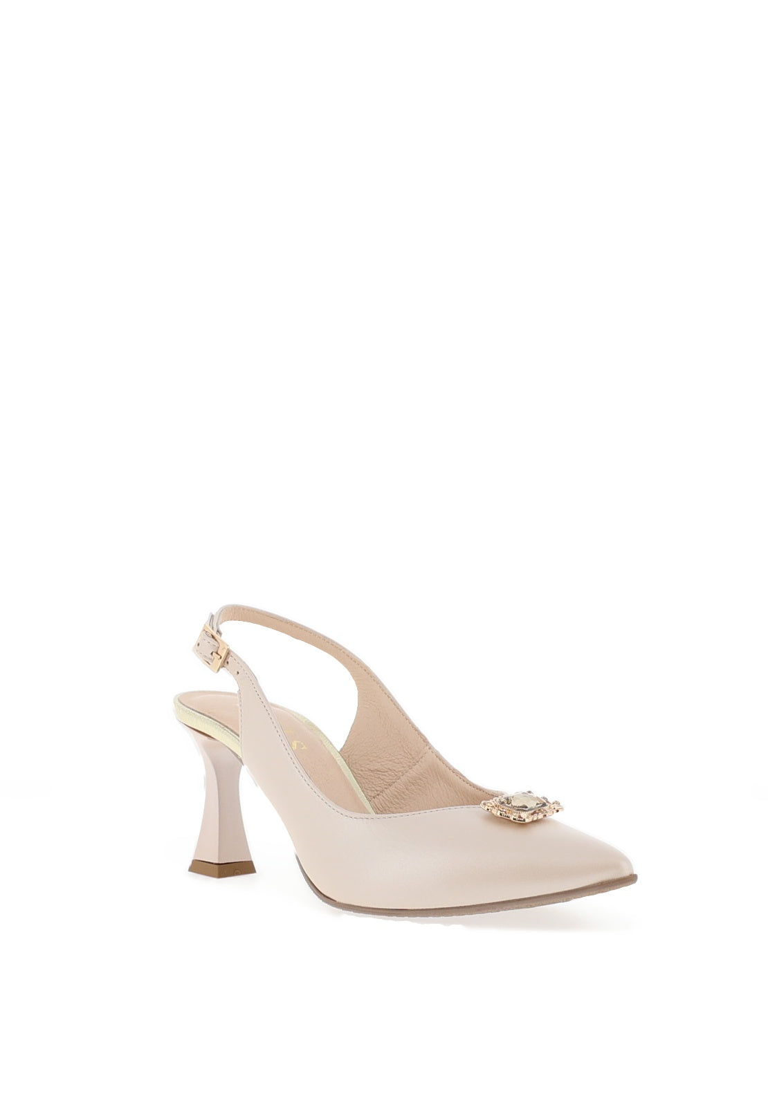 Emis Shimmer Pointed Toe Heels, Beige
