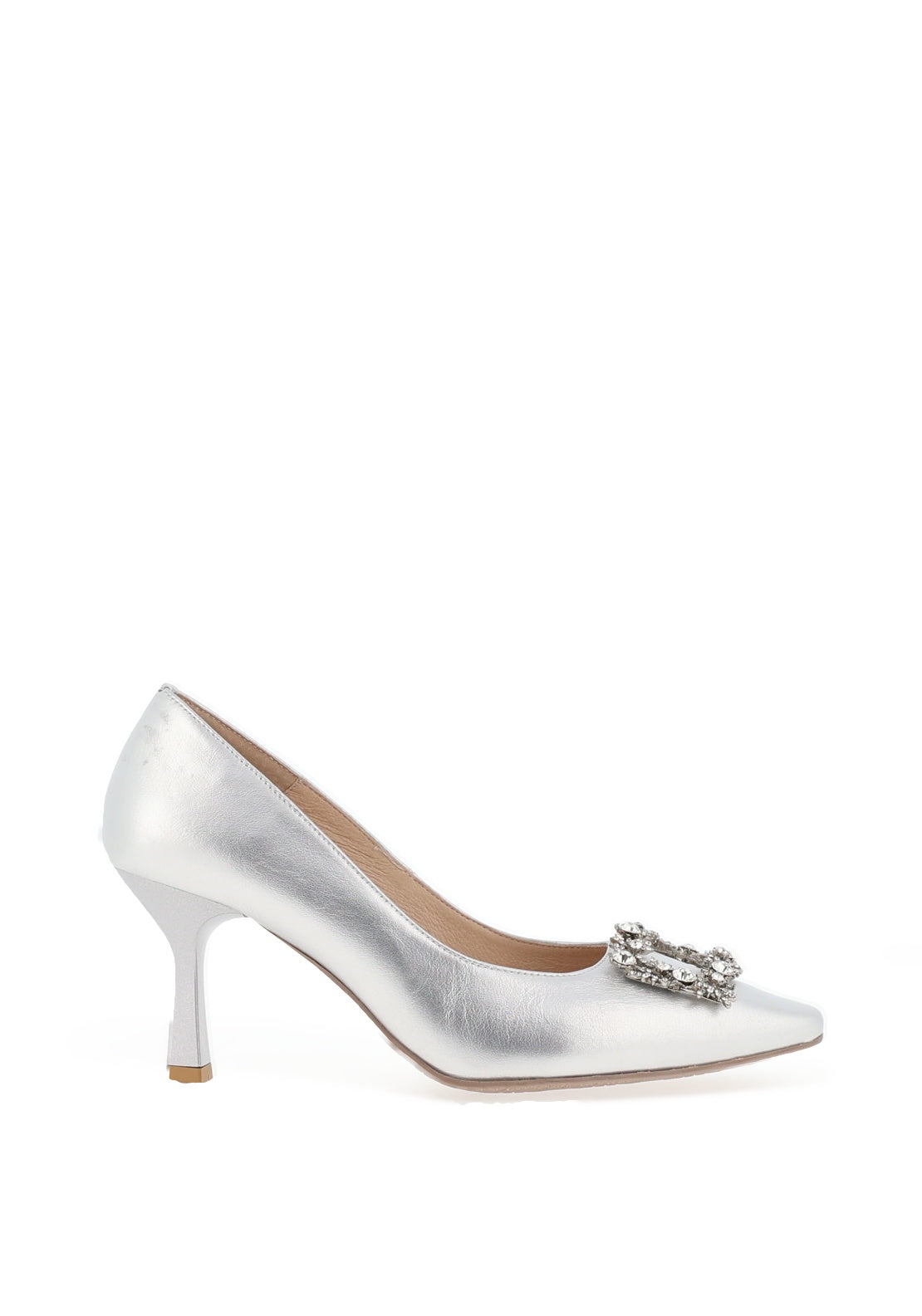 Emis Embellished Brooch Detail Heels, Silver