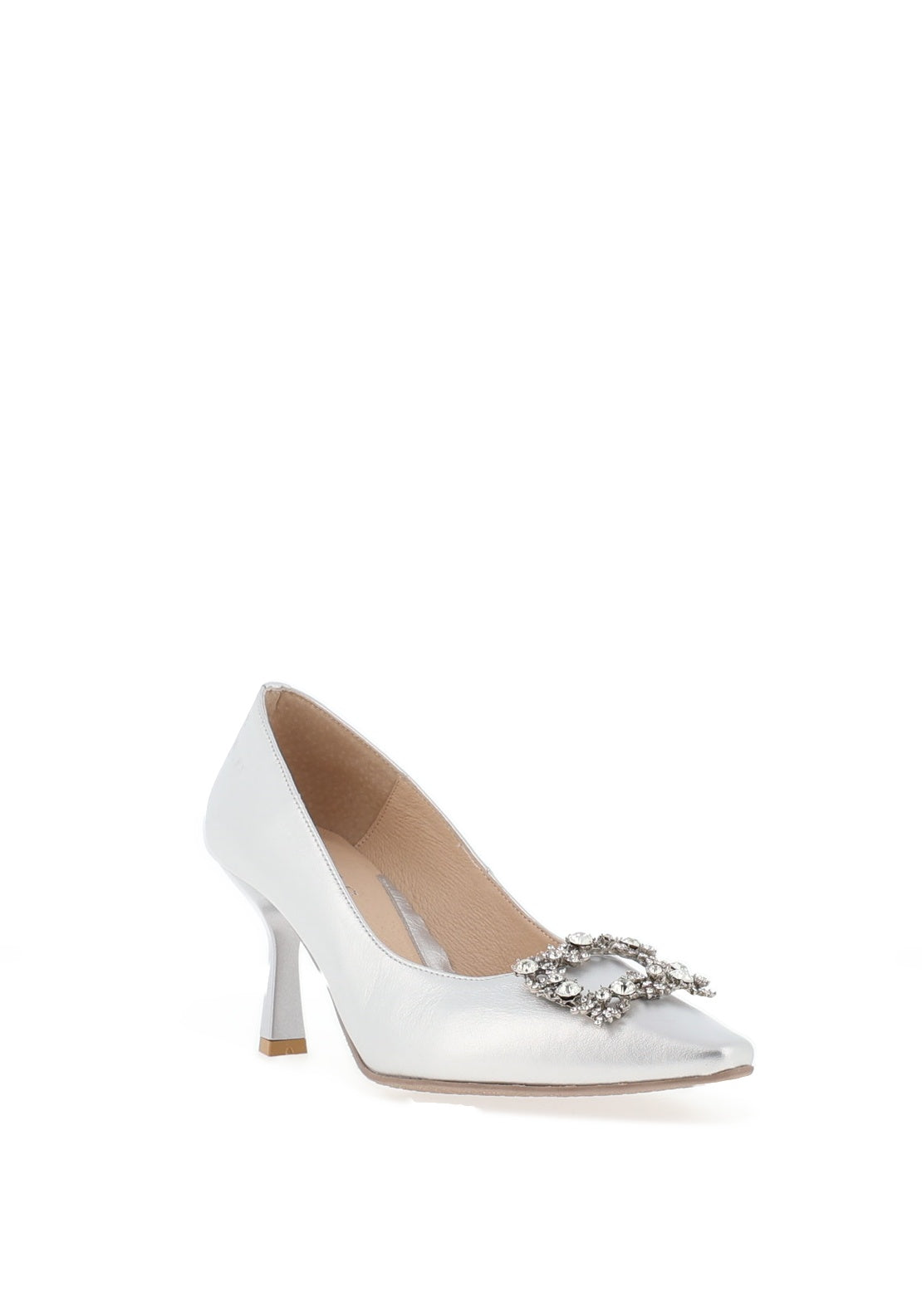 Emis Embellished Brooch Detail Heels, Silver