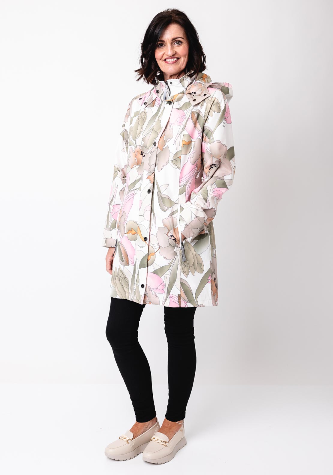 Long Floral Raincoats Teal Turquoise Green Raincoat With Roses