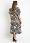 Exquise Puff Sleeve Printed A Line Dress, Black & Cream