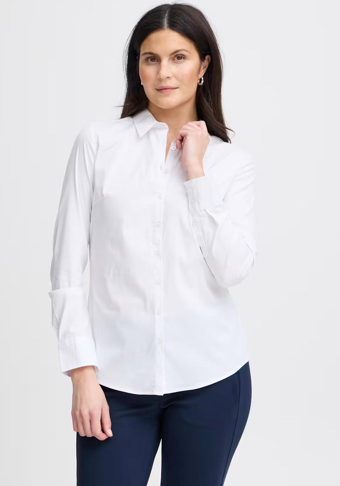 Fransa Za Fitted Shirt, White