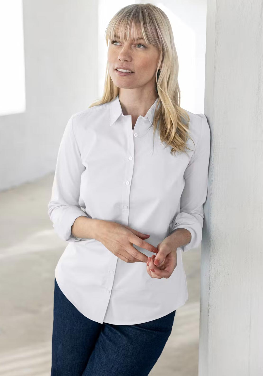 Fransa Za Fitted Shirt, White
