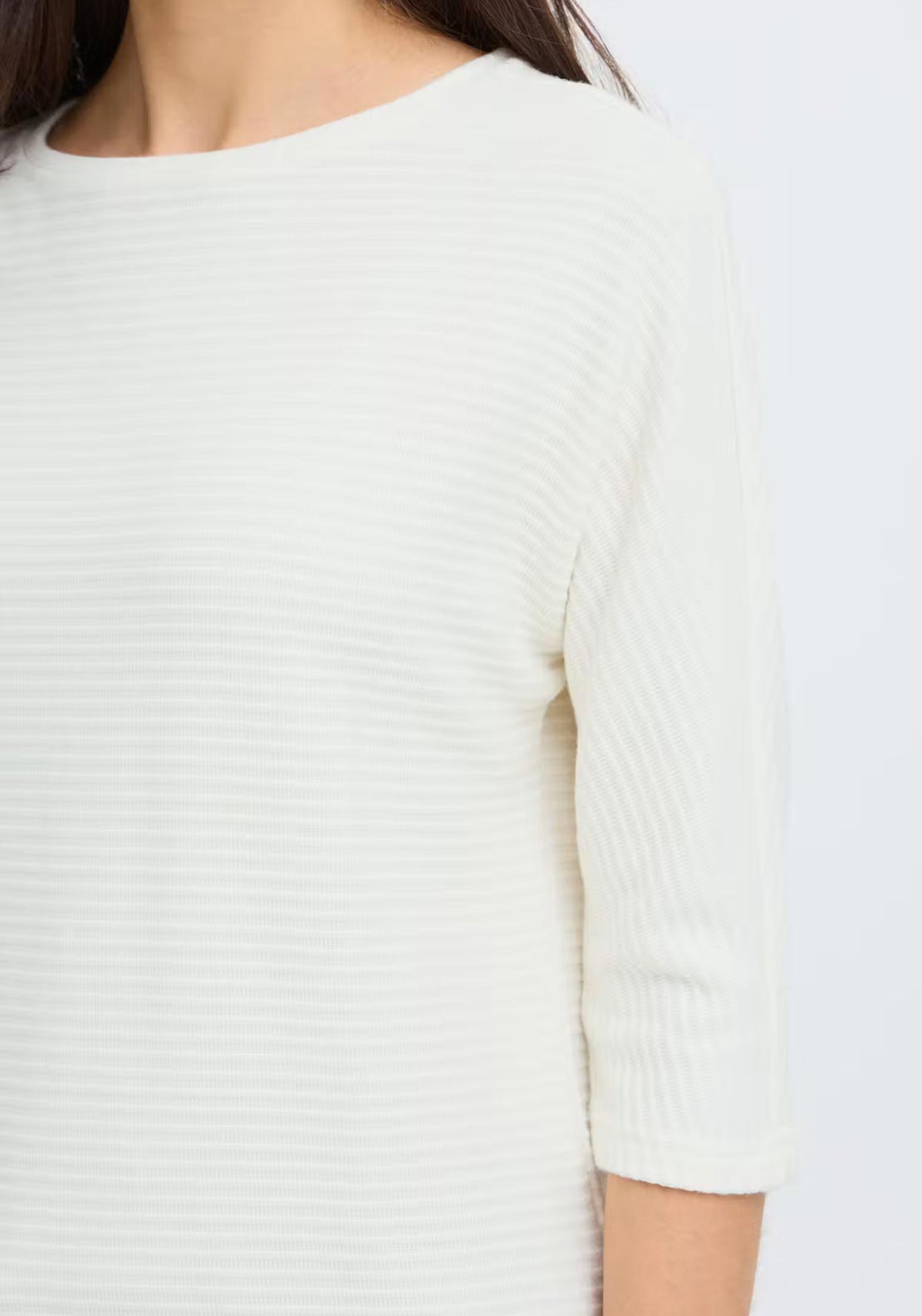 Soyaconcept Ribbed Round Neck Top, Cream