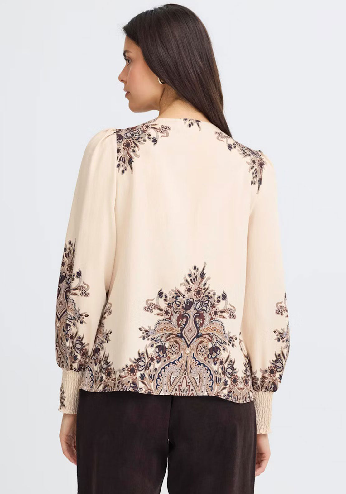 Fransa Adara Paisley Print Blouse, Beige