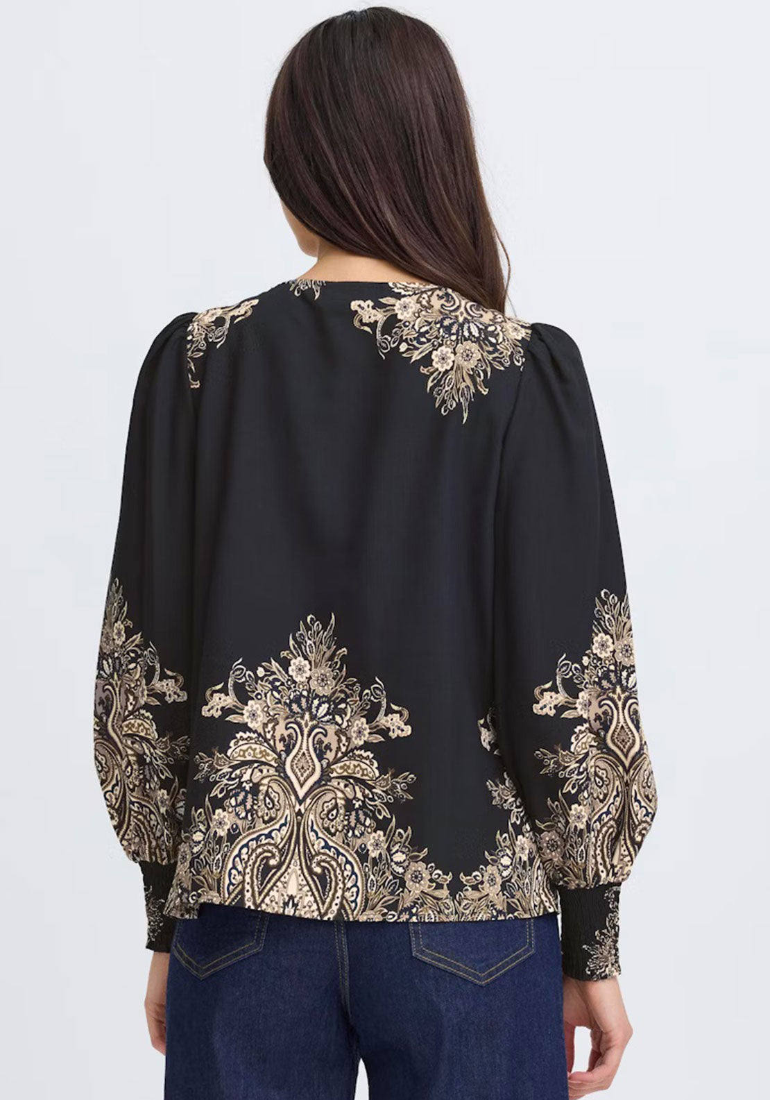 Frandsen Adara Paisley Print Blouse, Black
