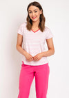 Fransa Eporsi V-Neck Striped T-Shirt, Pink
