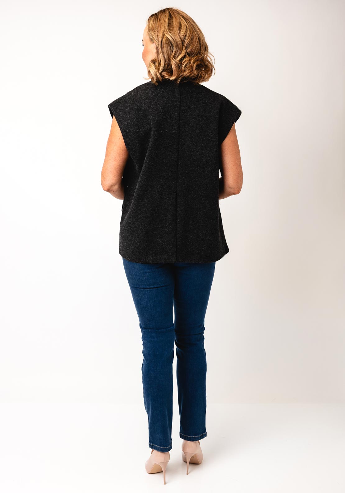 Fransa Minta Wool Blend Waistcoat, Grey