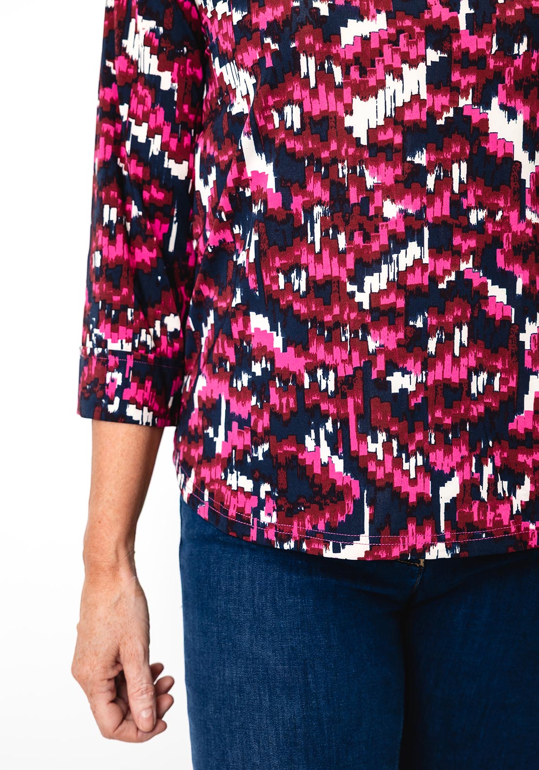 Fransa Seen Printed Long Sleeve Top, Pink