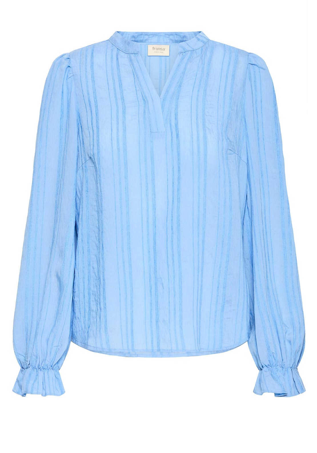 Fransa Valma V-Neck Blouse, Blue