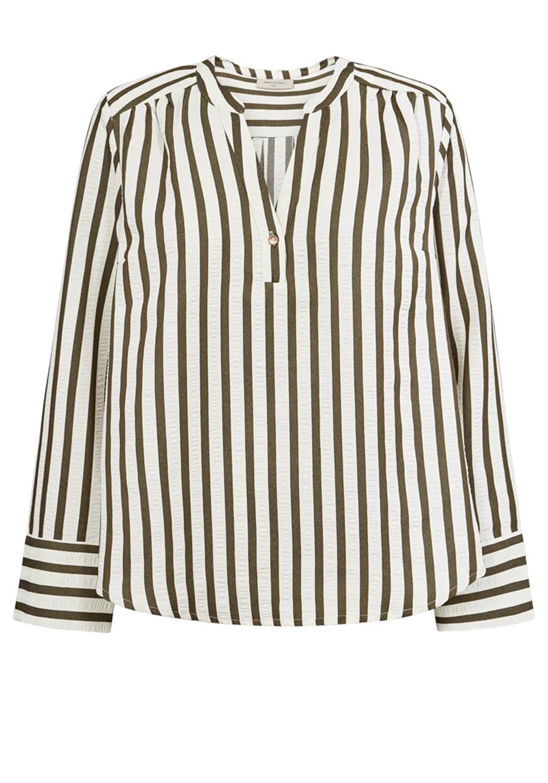 Freequent Noto Striped Blouse, Green and Cream