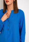 Freequent Lava V Neck Linen Shirt, Nebulas Blue