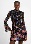 French Connection Astrida Floral Embellished Mini Dress, Black Multi