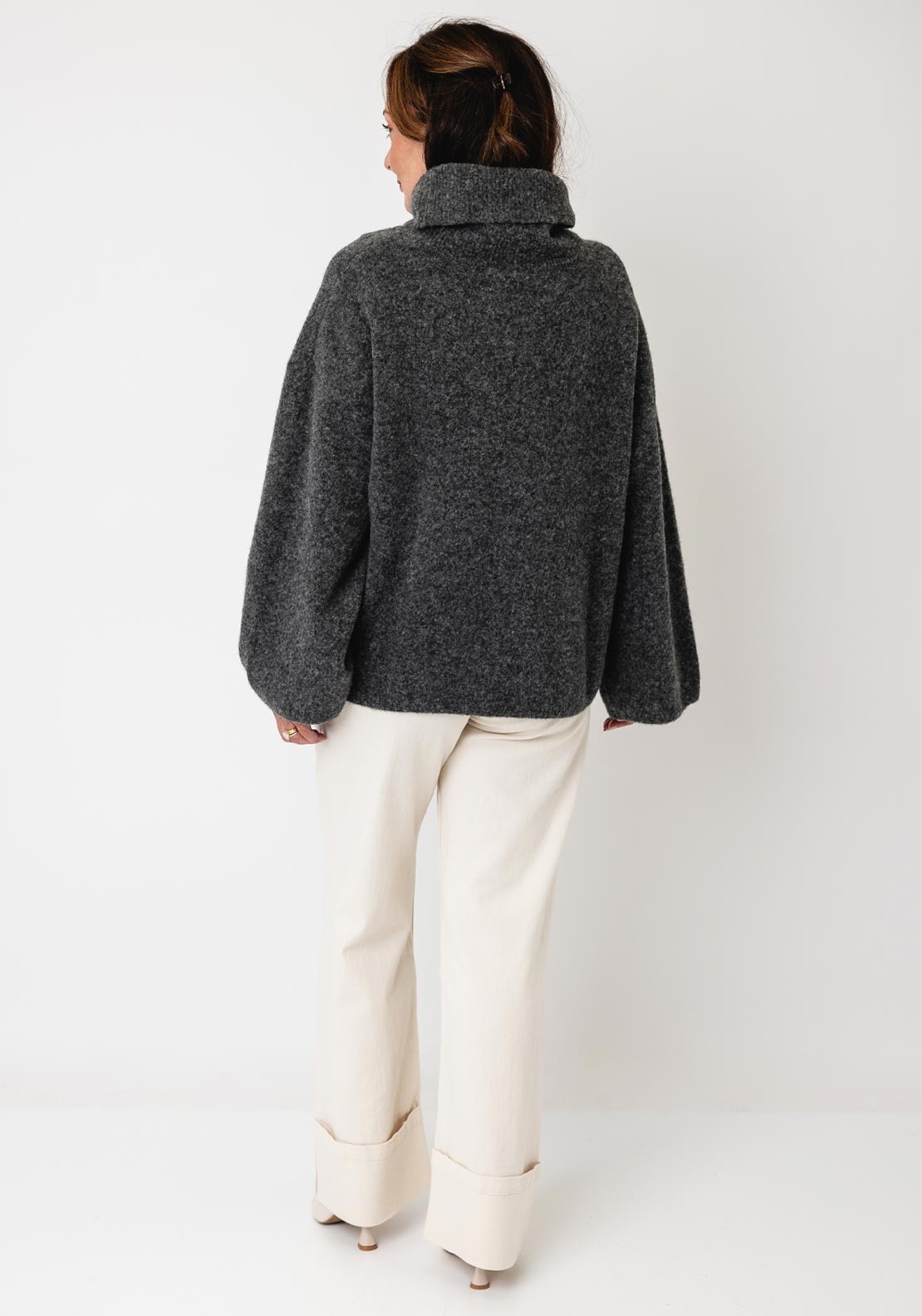YERSE Relaxed Fit High Neckline Jumper, Grey
