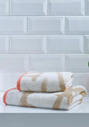 Fusion Leda Jacquard Towel, Natural & Coral