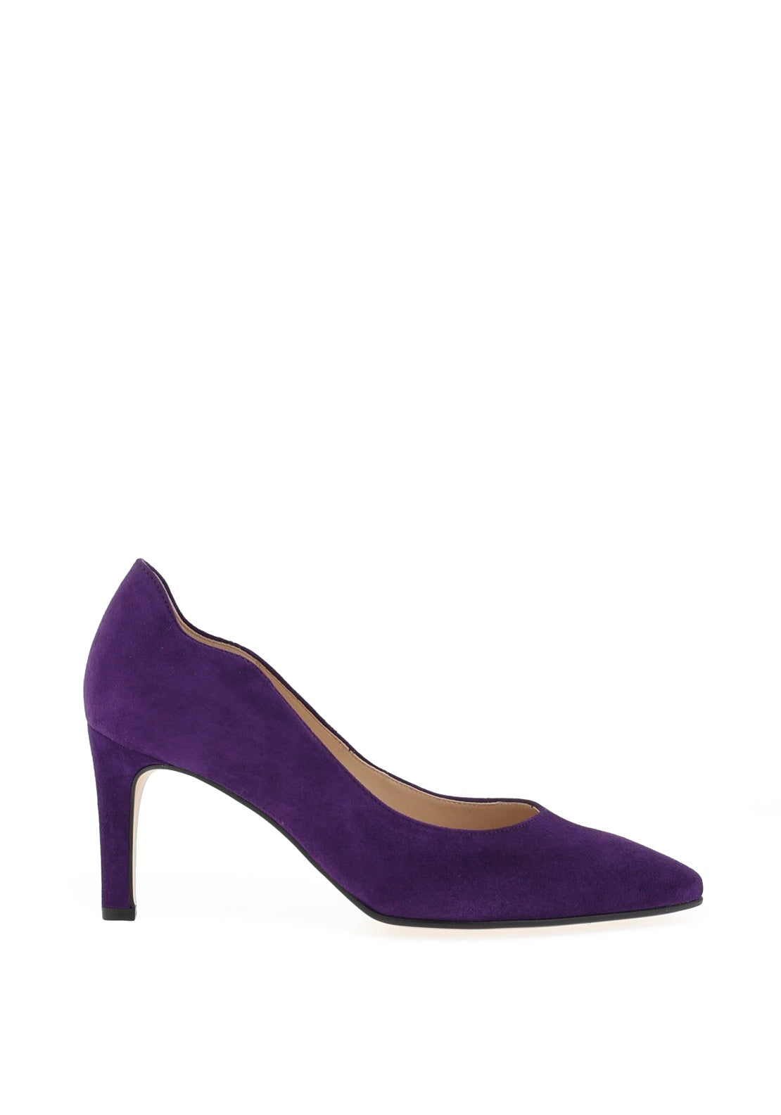 Gabor Suede Scalloped Trim Pointed Court Shoes, Purple McElhinneys