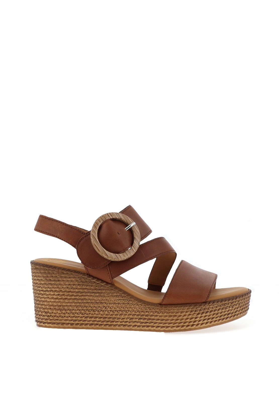 Gabor Leather Velcro Strap Wedge Sandals, Dark Camel