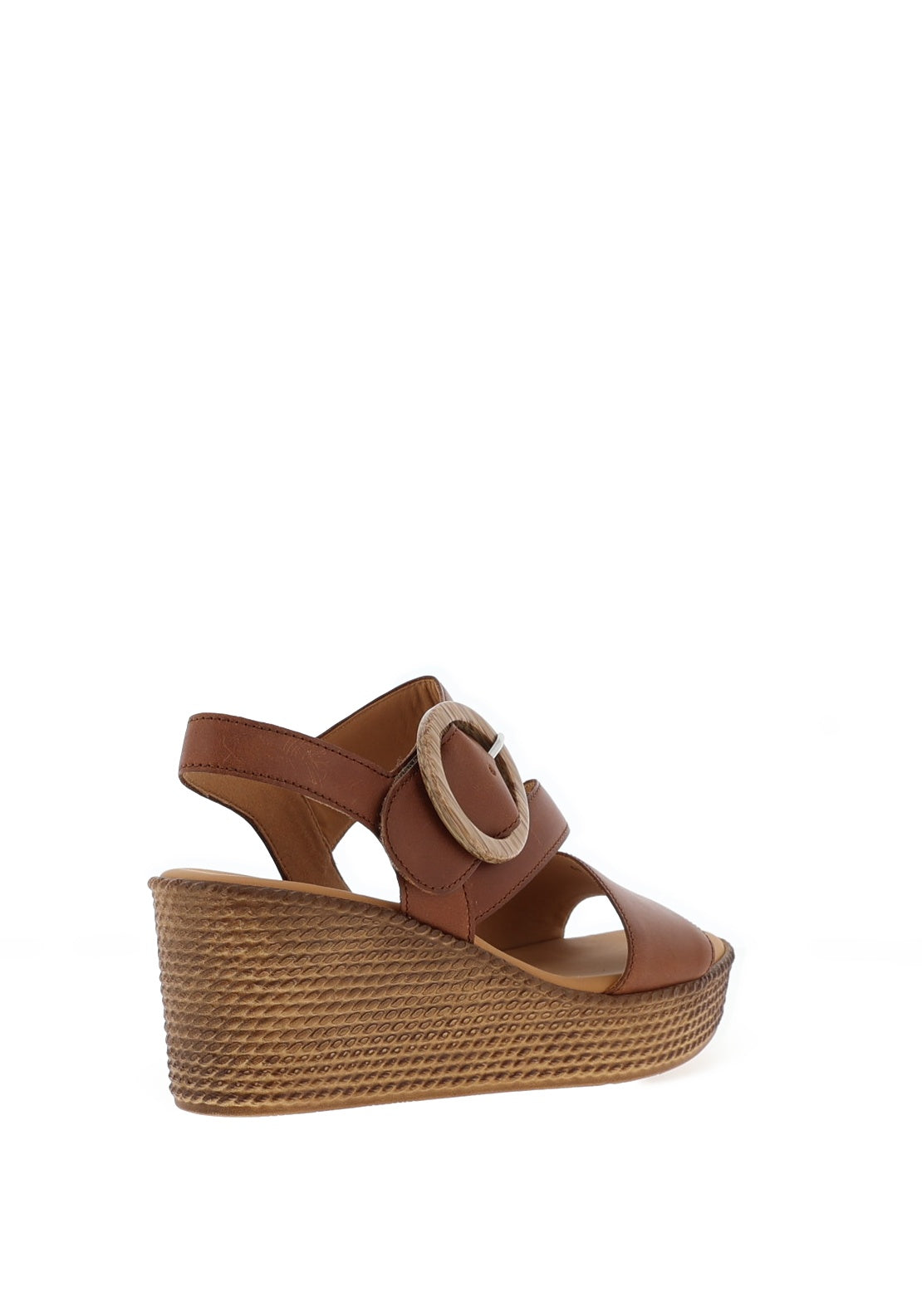 Gabor Leather Velcro Strap Wedge Sandals, Dark Camel