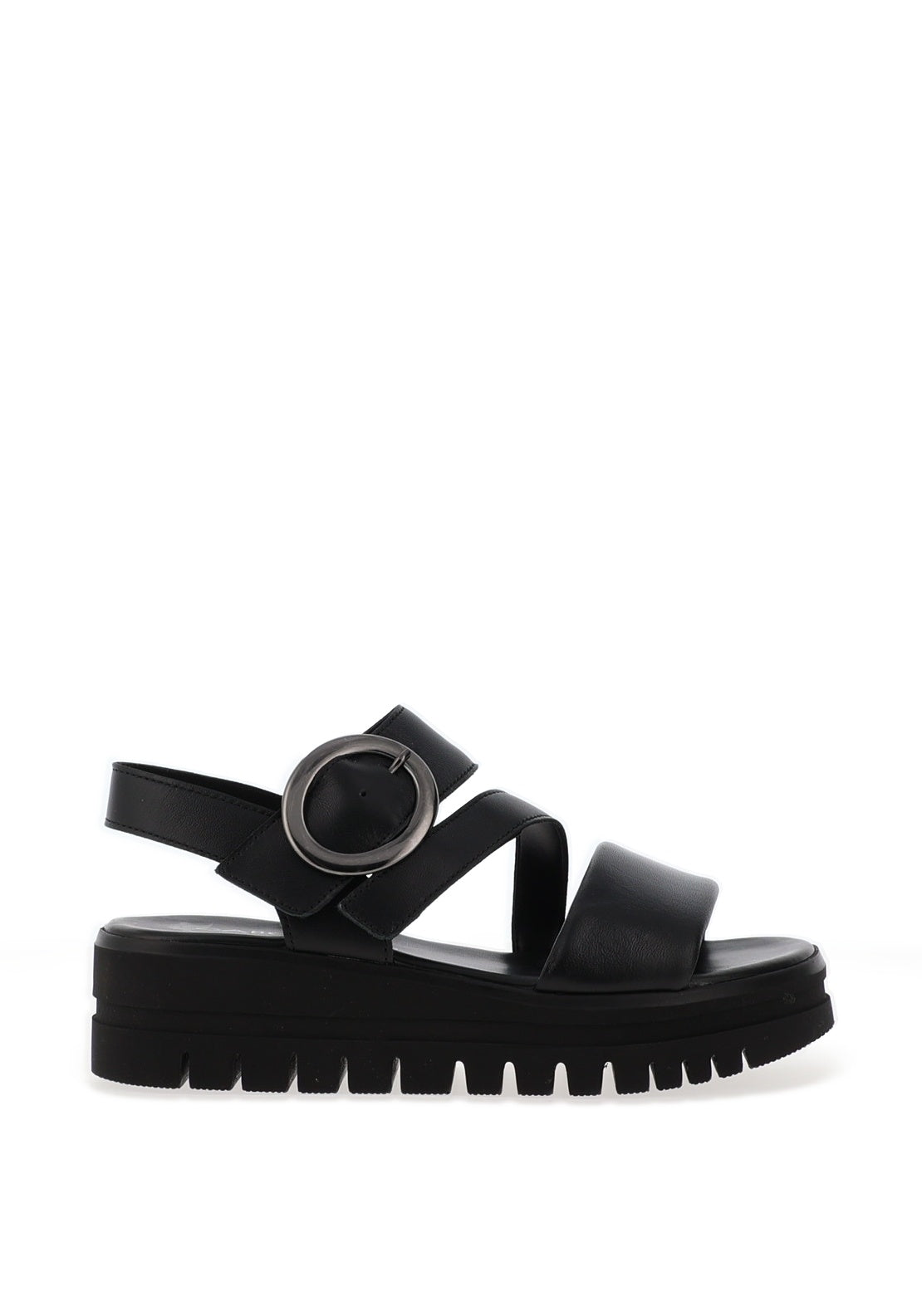 Gabor Leather Multi Velcro Strap Platform Sandals, Black