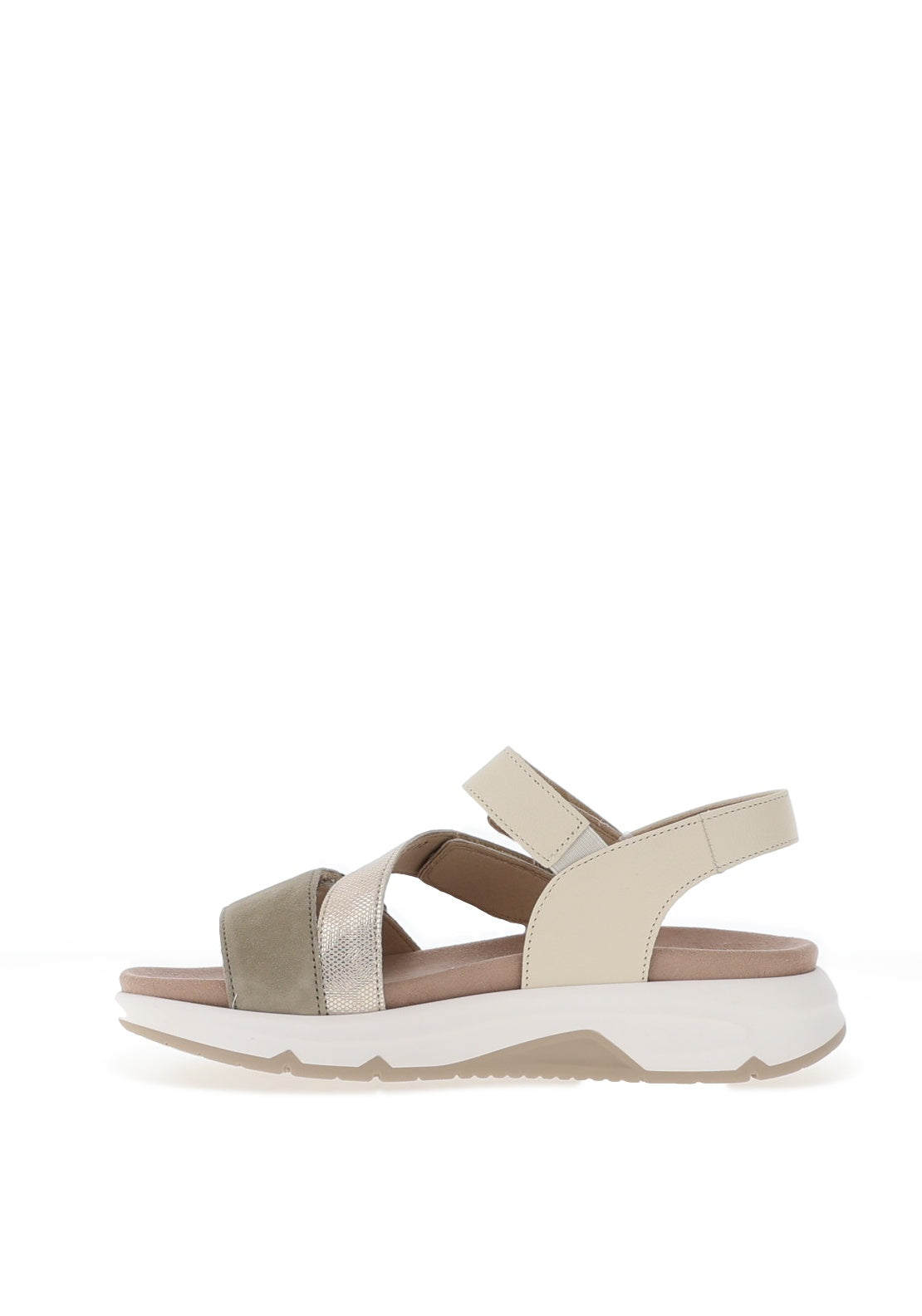 Gabor Rolling Leather Velcro Strap Comfort Sandals, Natural