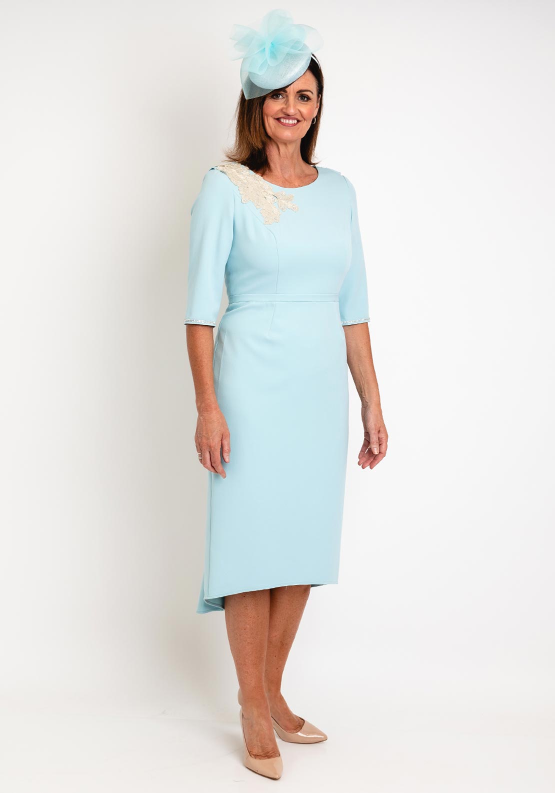 Gabriela Sanchez Off The Shoulder Dipped Hem Dress Lavender Blue 5709 main image 1