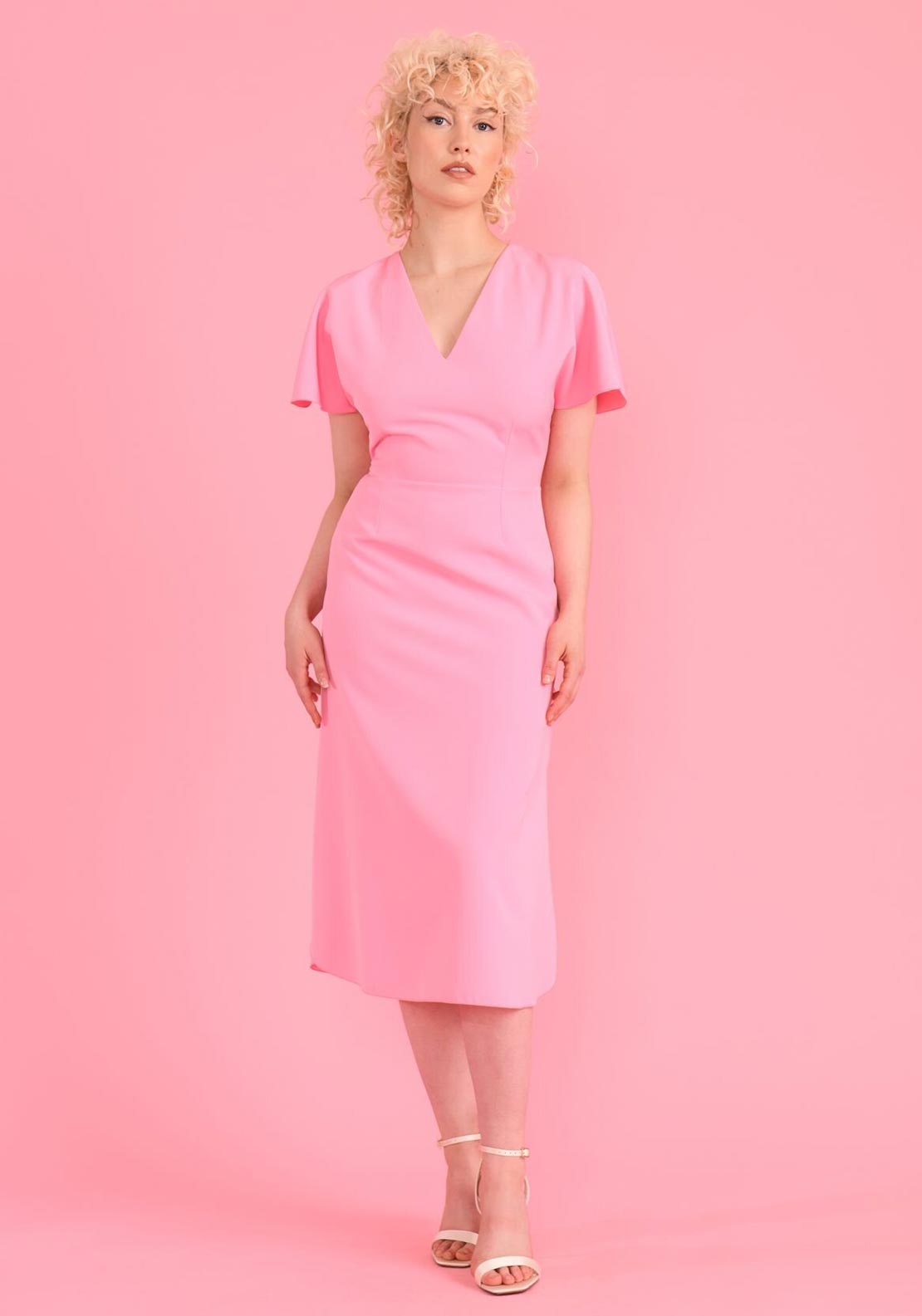 Sisters By Caroline Kilkenny Lincoln V-Neck Knee Length Dress, Soft Pi -  McElhinneys