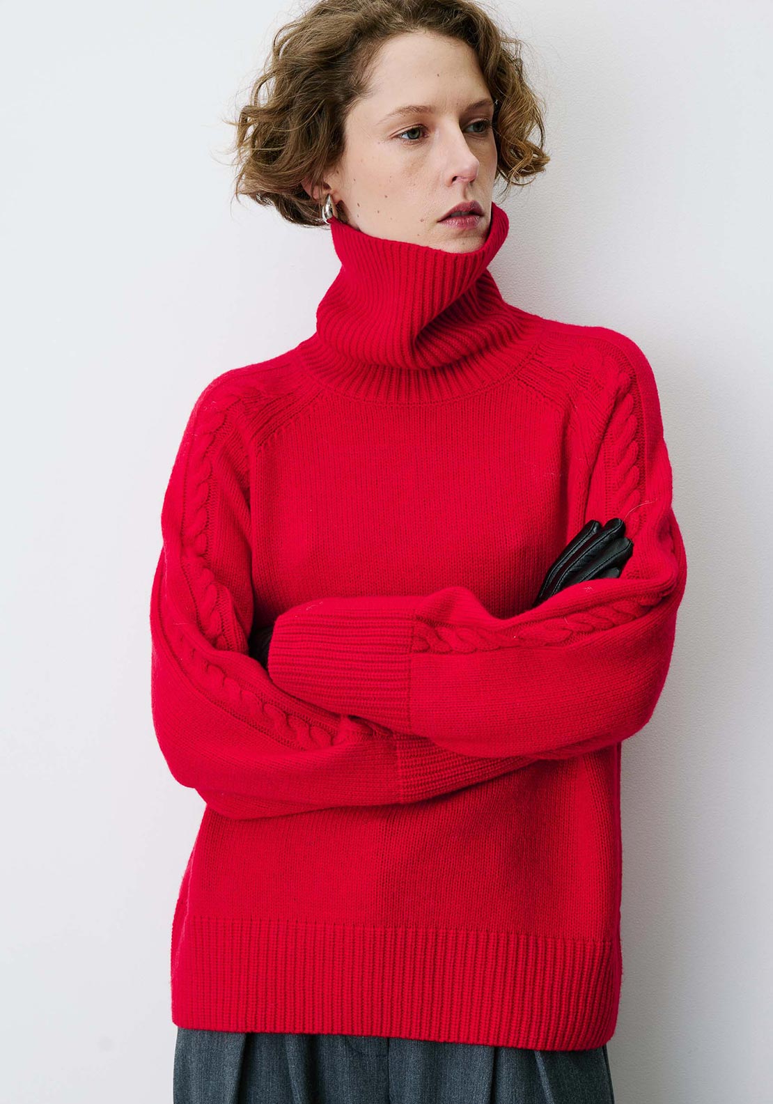 Grace & Mila Bastille Oversized Turtleneck Jumper, Rouge Red