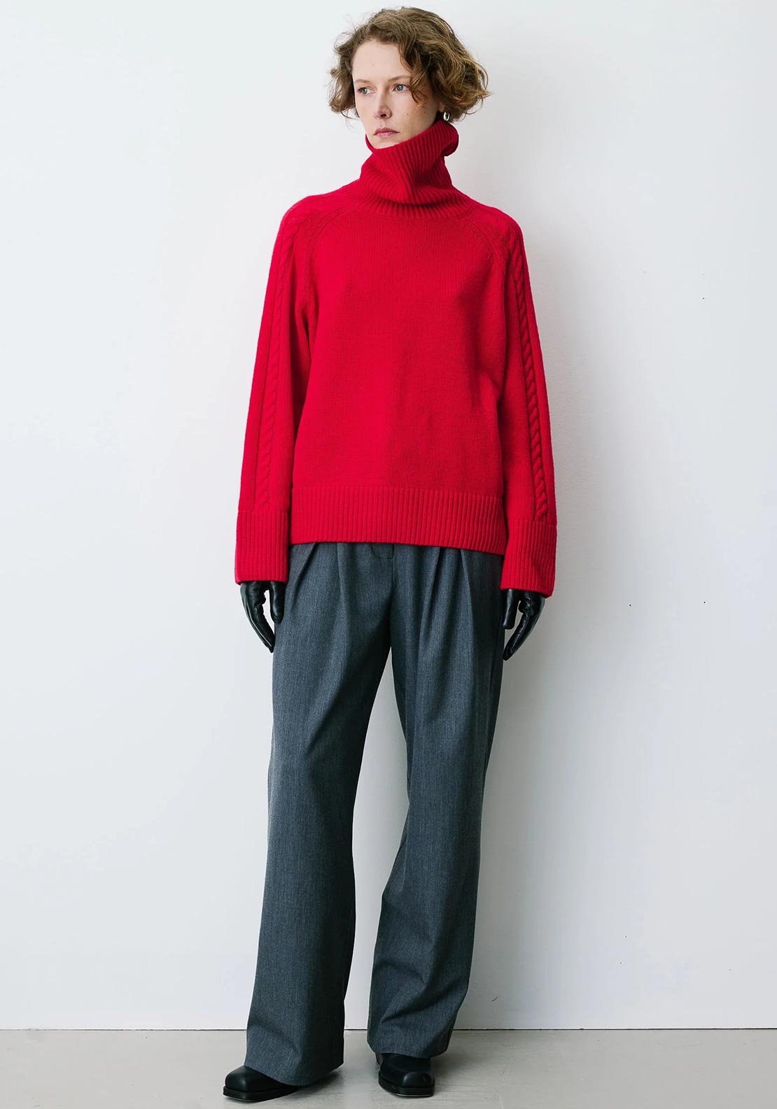 Grace & Mila Bastille Oversized Turtleneck Jumper, Rouge Red