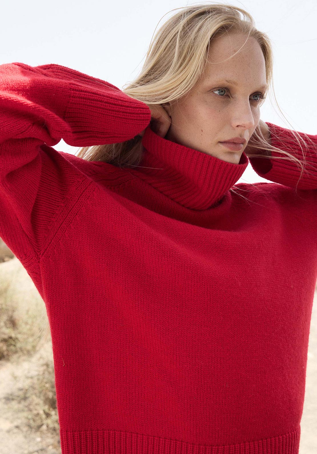 Grace & Mila Bastille Oversized Turtleneck Jumper, Rouge Red