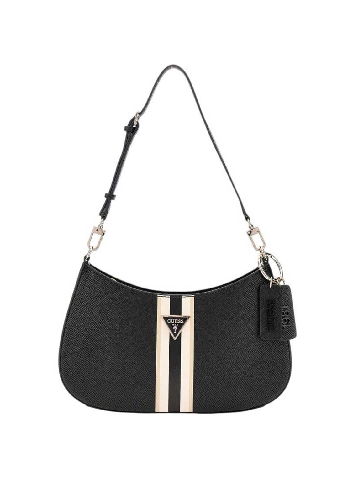 Guess Noelle Stripe Detail Shoulder Bag, Black - Main Image