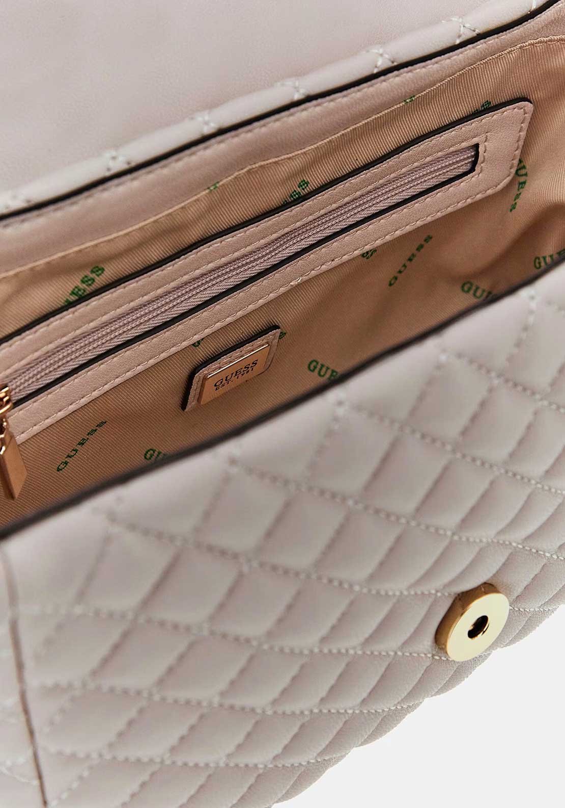 Guess Eco Rianee Quilted Crossbody Bag, Stone