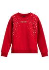 Guess Girls Embellished Long Sleeve Sweater, Red