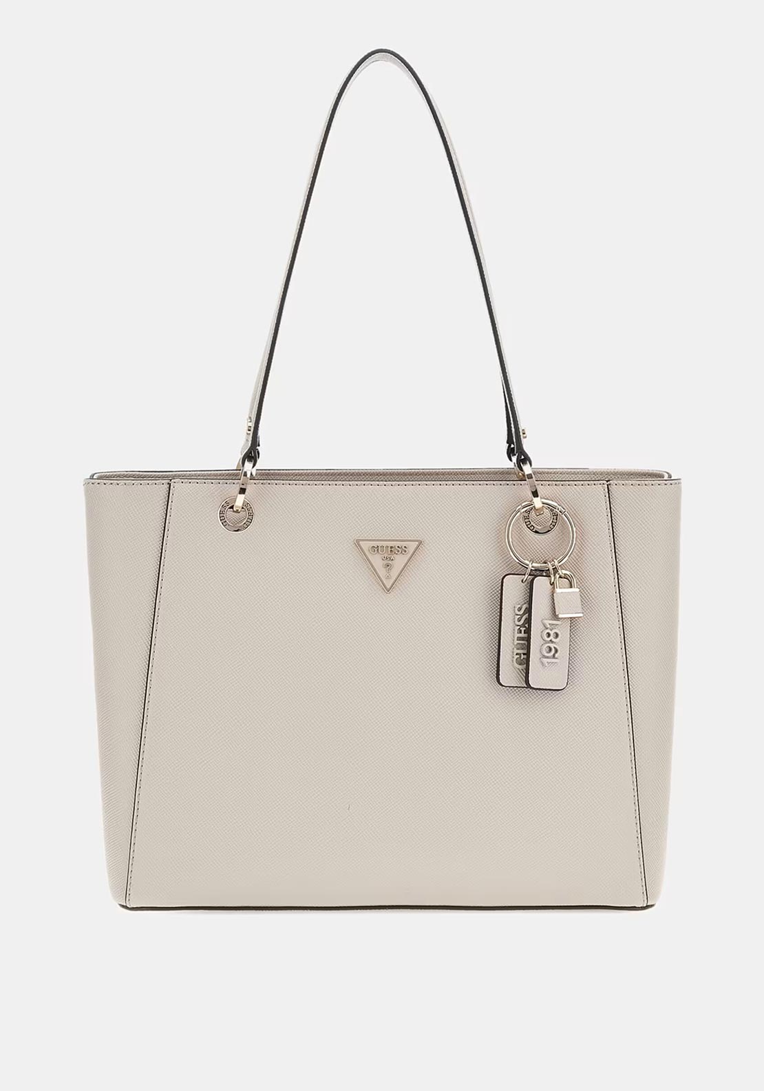 Borsa Tote GUESS NOELLE In Ecopelle BONE, Con Zip, Donna, Taglia Unica - 3