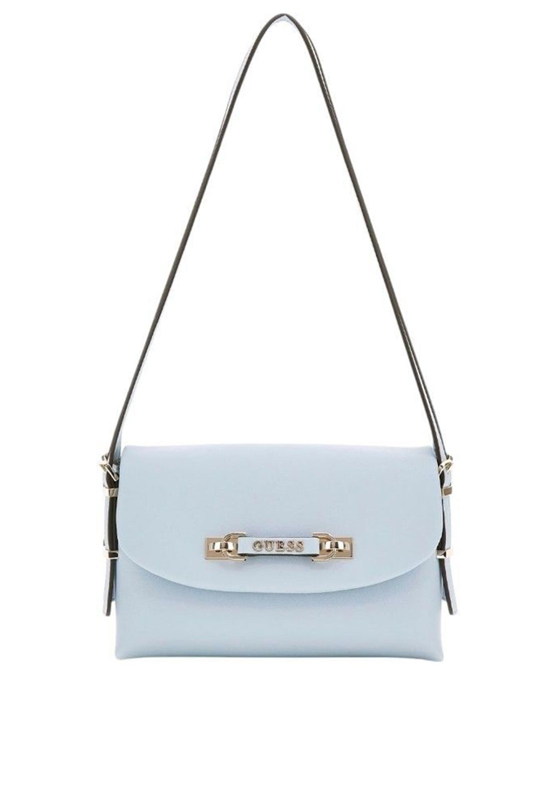 Guess Lefia Flap Over Shoulder Bag, Blue McElhinneys
