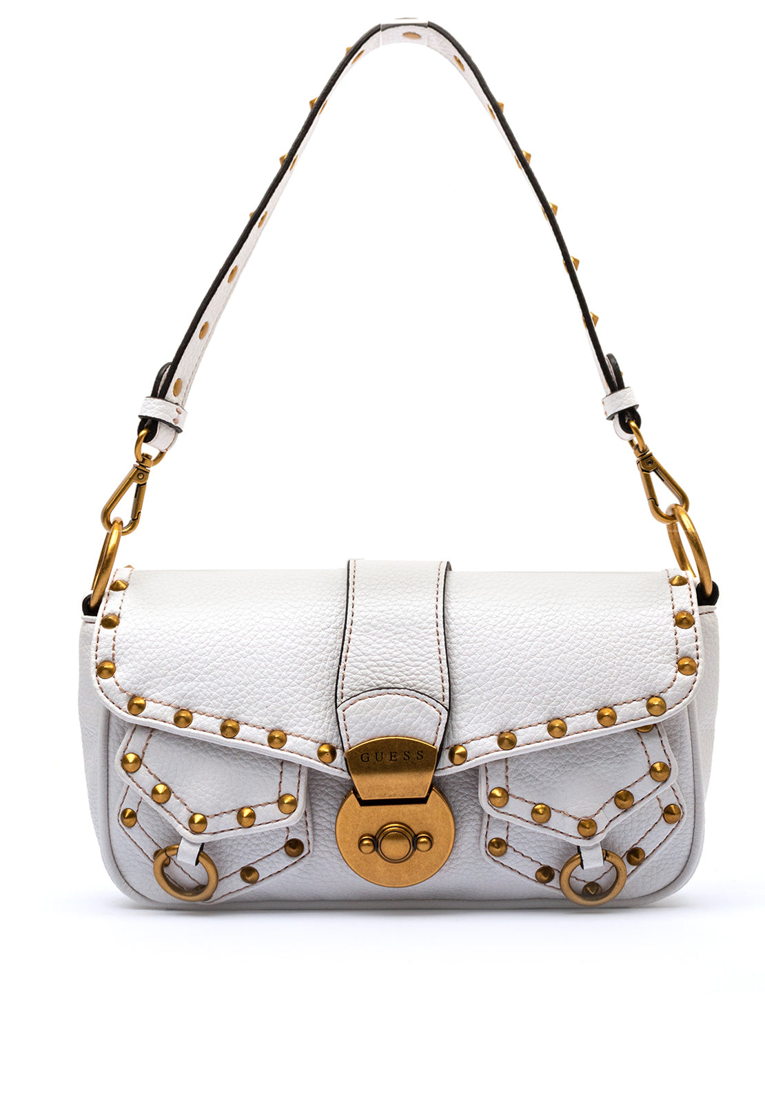 Guess Sardinia Vintage Studded Shoulder Bag, White
