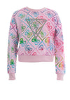 Guess Mini Girls Print Long Sleeve Sweater, Pink Multi