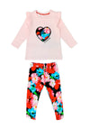 Guess Baby Girl Floral Heart Top And Legging Set, Pink Multi