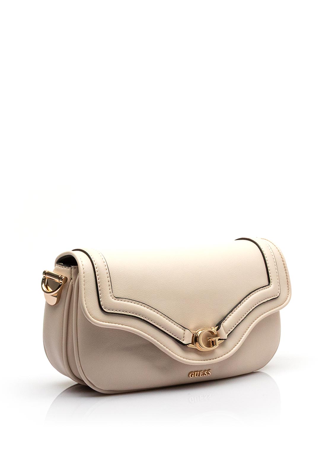 Guess Dea Flap Leather Small Shoulder Bag, Off White