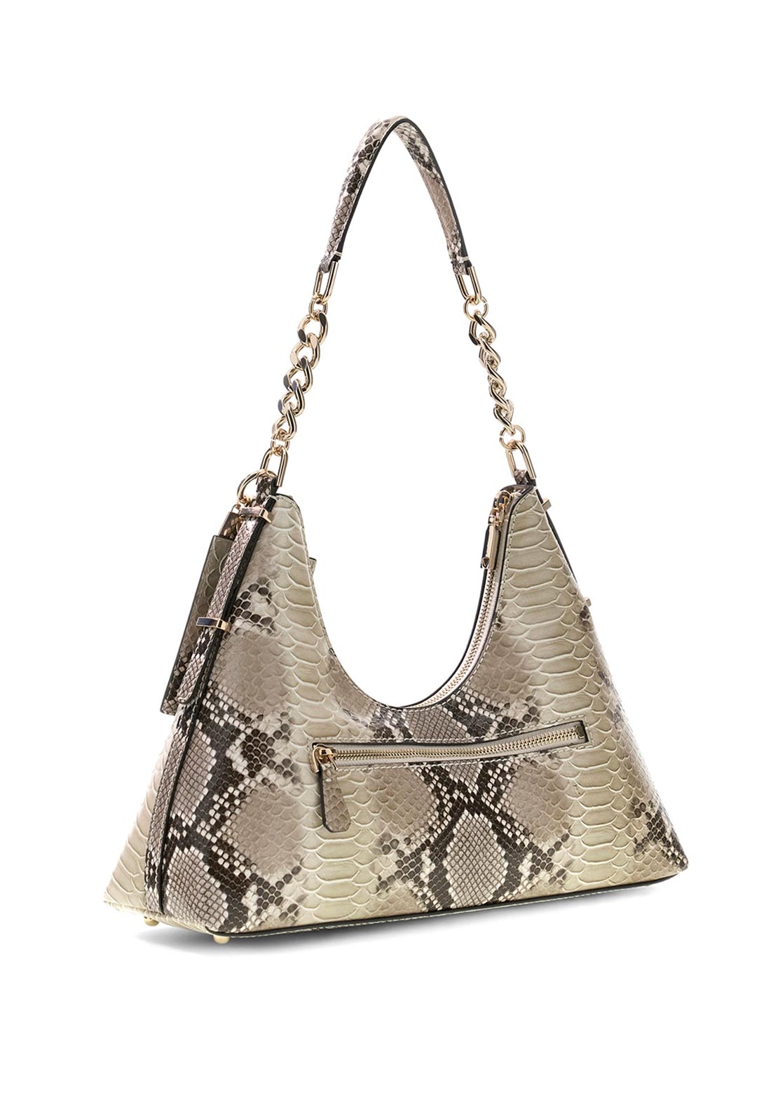 Guess Yvonne Snake Print Small Shoulder Bag, Beige Multi