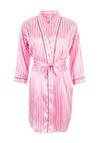 Serafina Collection Stripe Satin Robe and Nightdress Set, Pink