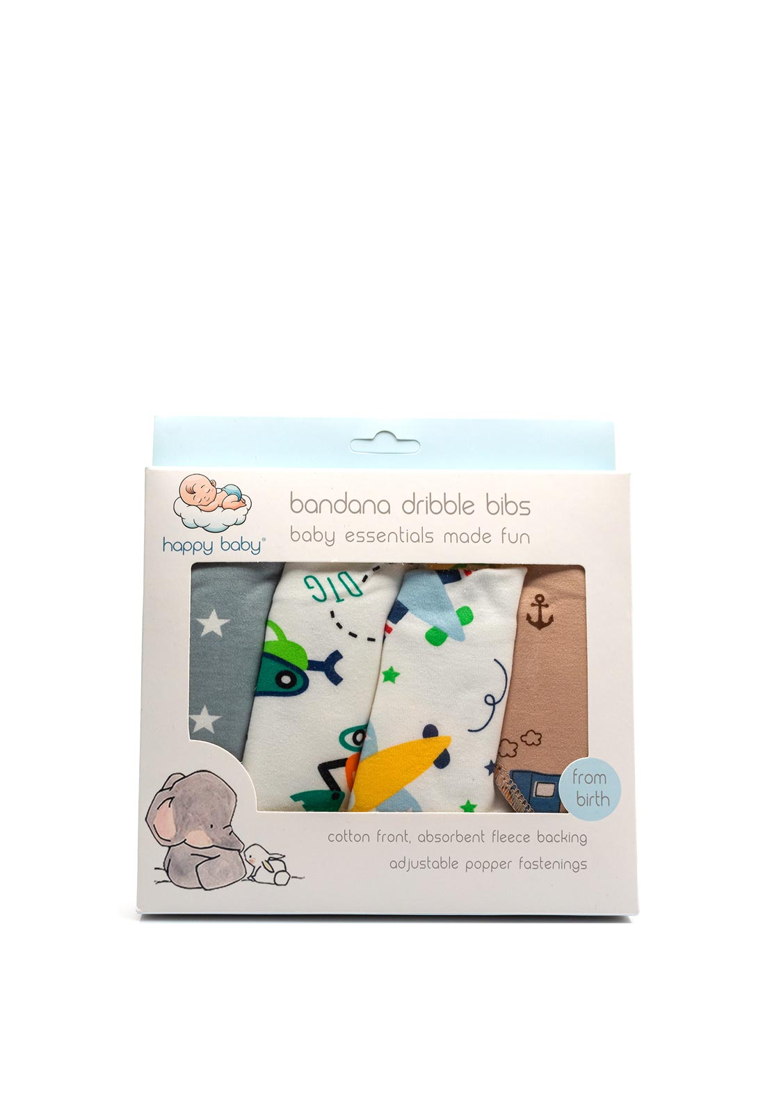Happy Baby Planes and Trains Bamboo Bandana Bibs, Multi