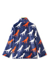 Hatley Mini Boys T-Rex Fleece Zip Up Hooded Jacket, Patriot Blue