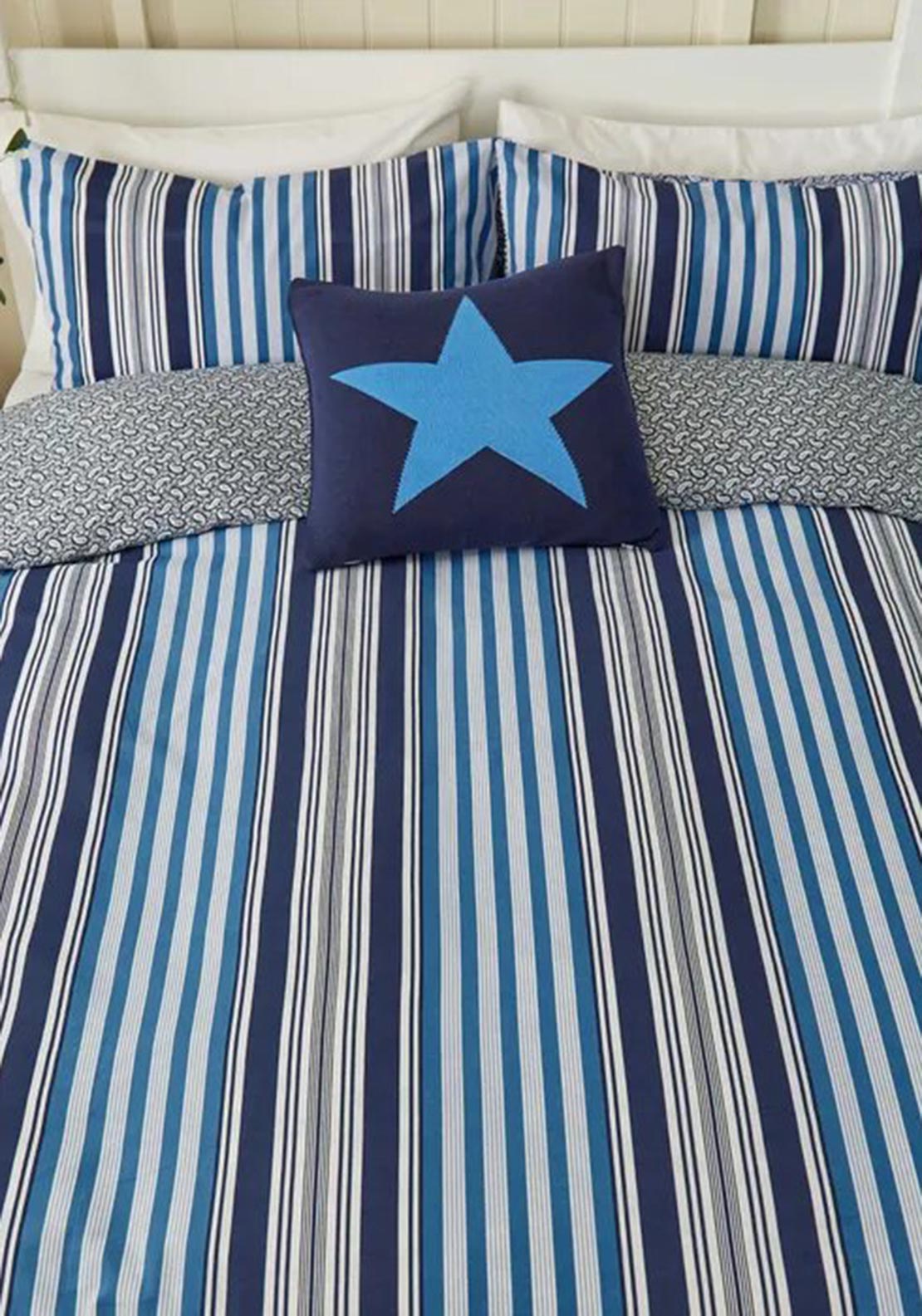 Helena Springfield Beach House Striped Duvet Set, Cobalt Blue