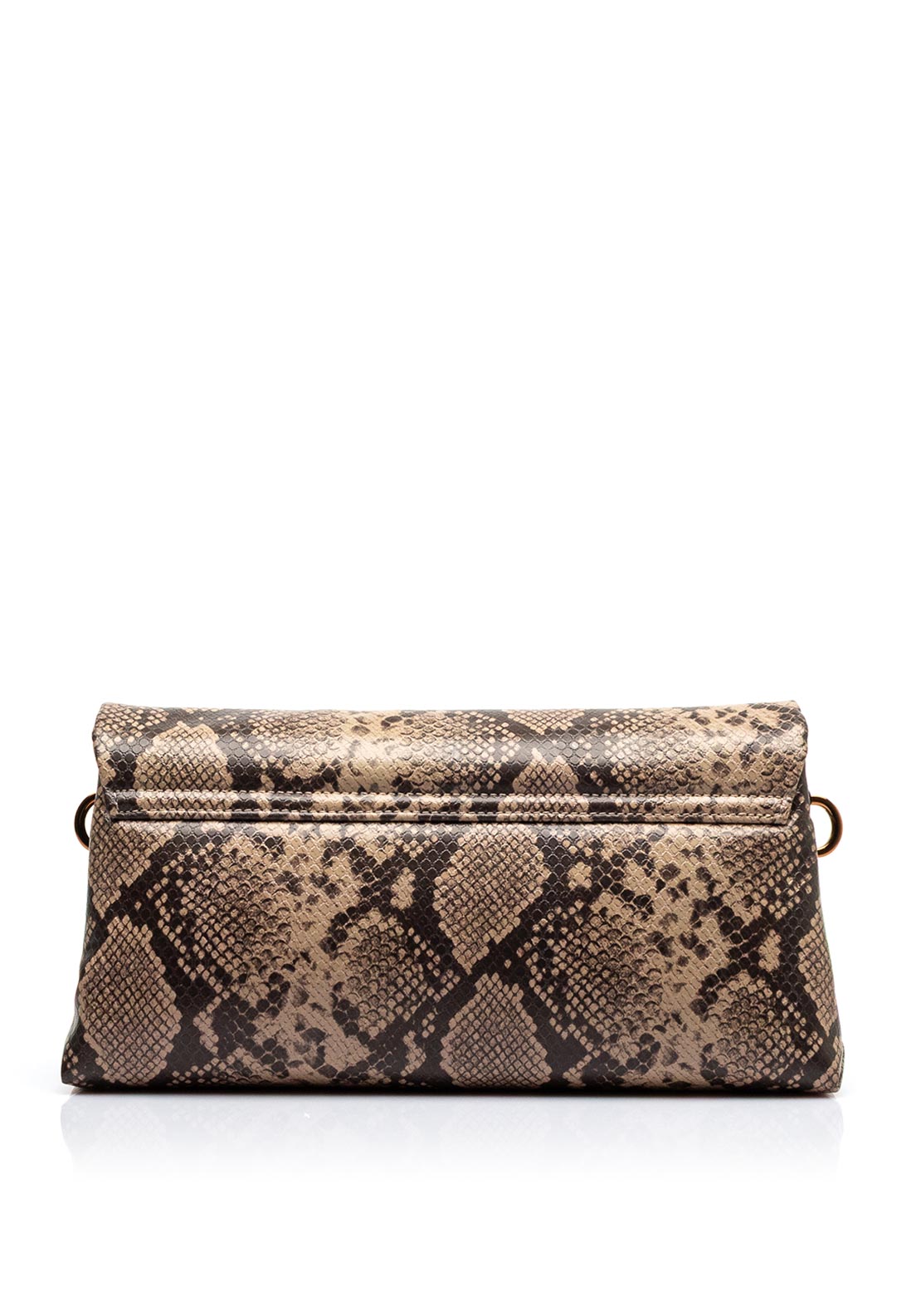 Hispanitas Bolsos Faux Snake Printed Medium Clutch Bag, Taupe