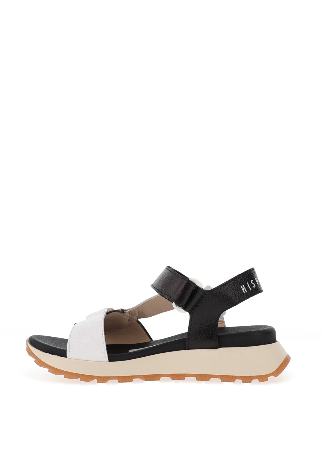 Hispanitas Leather T-Bar Velcro Sandals, Black
