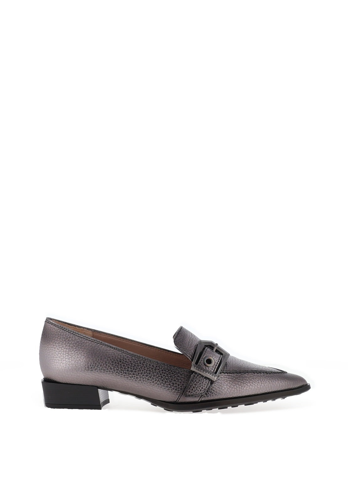 Hispanitas Turin Metallic Leather Buckle Loafers, Grey McElhinneys